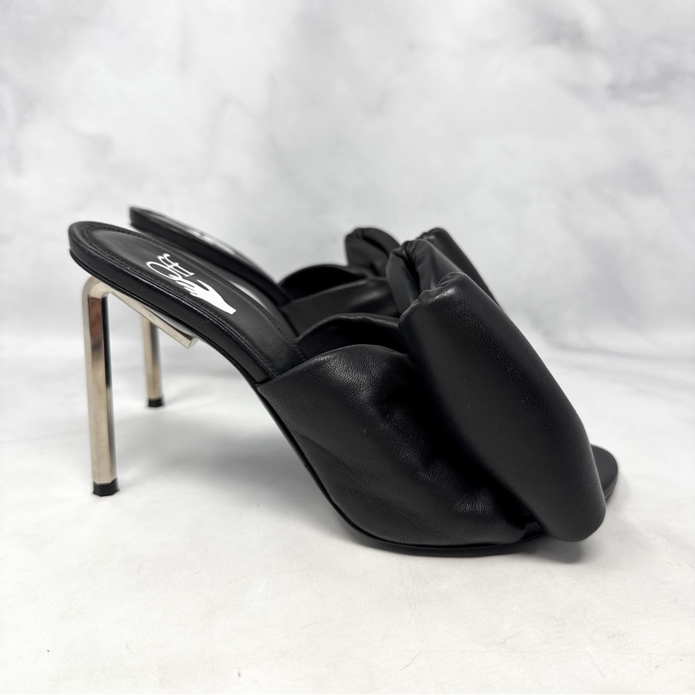 OFF-WHITE Leather Oversized Padded Bow Allen Wrench Mule Sandal Heels Black 36 - Picture 6 of 12